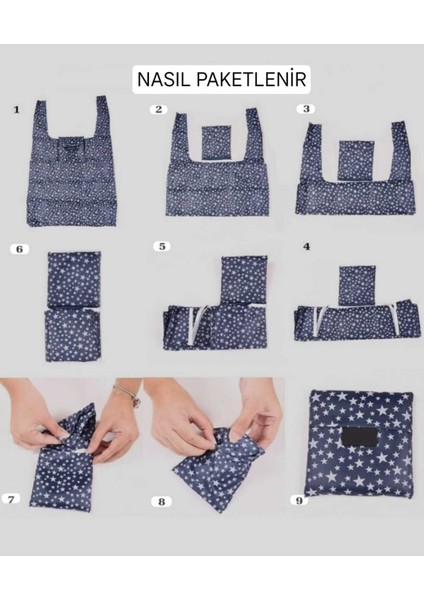 Katlanabilir Pazar Çantası, Renk: Lacivert, Boyut: 34x48, Kamp ve Plaj için ideal fırsatları