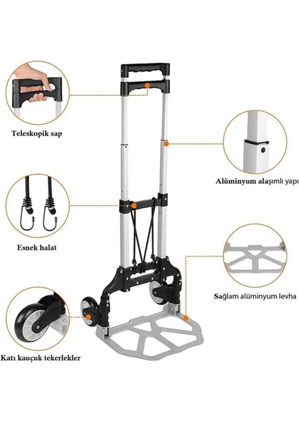 Katlanabilir El Arabası ve Çanta, Renk: Gri, Boyut: 38x59 cm modelleri