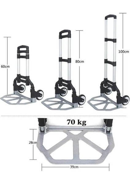 Katlanabilir El Arabası ve Çanta, Renk: Gri, Boyut: 38x59 cm fırsatları