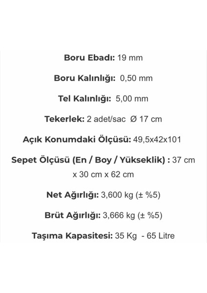 Çok Renkli Ekstra Kalın Geniş Boy 19 Mm Boru, 65 Litre Pazar Arabası fırsatları