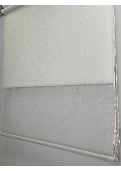 Krem Tül/krem Stor Düz Çiftli Sistem Model1 Tül Stor Ev/ofis Perdesi Aluminyum Sistem