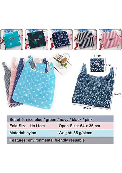 Katlanabilir Pazar Çantası, 34x48 cm, Mavi, Kamp ve Plaj için ideal indirimleri