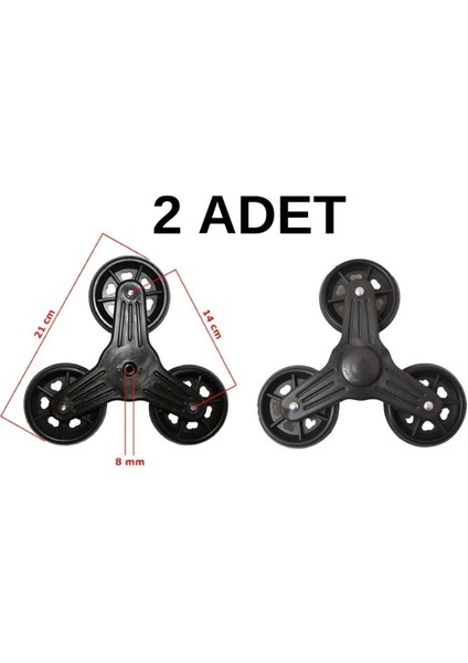 Siyah Pazar Arabası Tekeri 3'lü Set, 34 x 48 Boyut