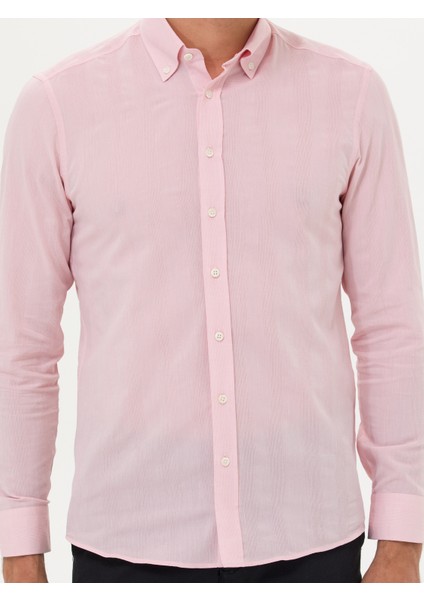 Erkek Pembe Slim Fit Uzun Kollu Gömlek 50265484-VR041