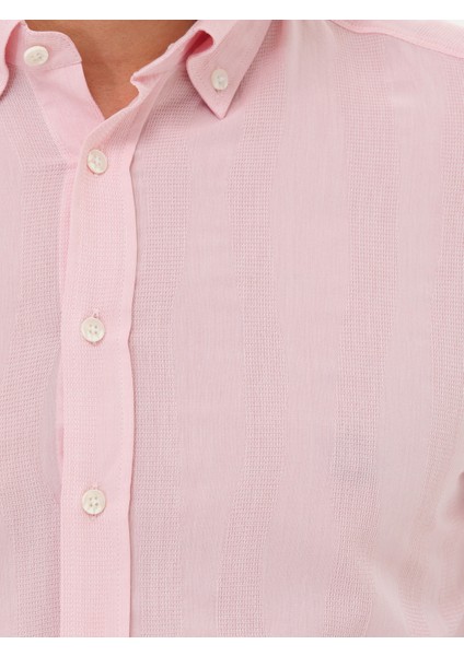 Erkek Pembe Slim Fit Uzun Kollu Gömlek 50265484-VR041