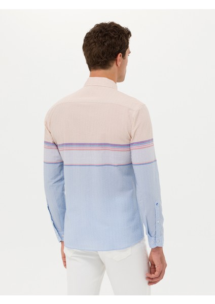 Erkek Mavi Slim Fit Uzun Kollu Gömlek 50265469-VR036 indirimleri