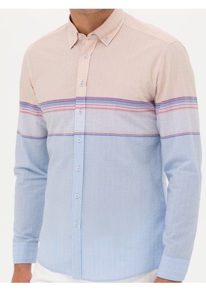 Erkek Mavi Slim Fit Uzun Kollu Gömlek 50265469-VR036