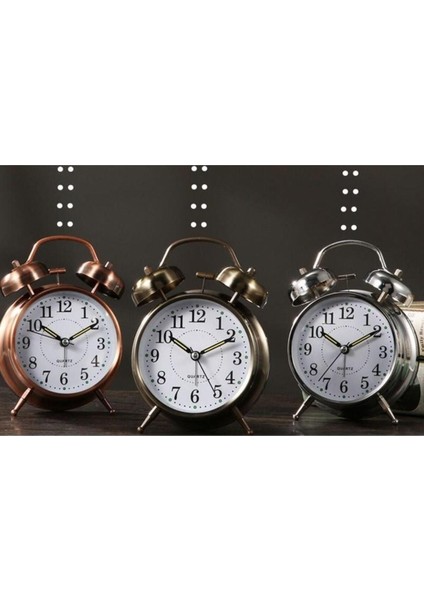 Renkli Metal Masaüstü Işıklı Analog Çalar Saat, Büyük Boy Zaman Göstergesi
