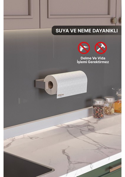Elite Paslanmaz Çelik, Kağıt Rulo Havluluk, Peçetelik, Yapışkanlı Tasarım, Banyo Mutfak Askısı 1 Adet