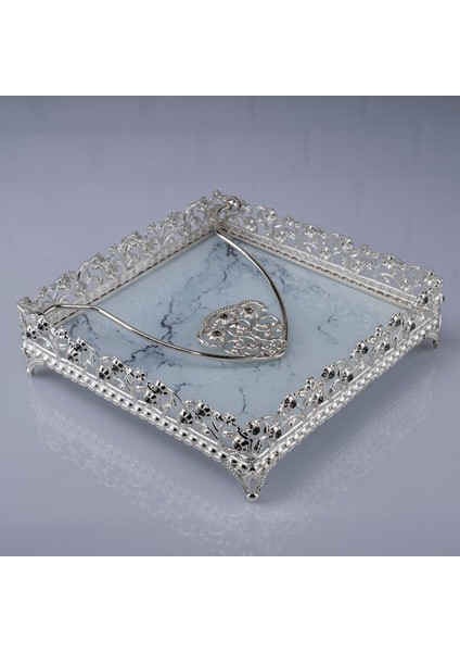 Elite Mercan Taşlı Mermer Desen Kare Peçetelik 18X18CM 1 Adet