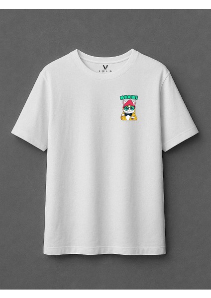 Unisex Cat Baskılı Oversize T-Shirt