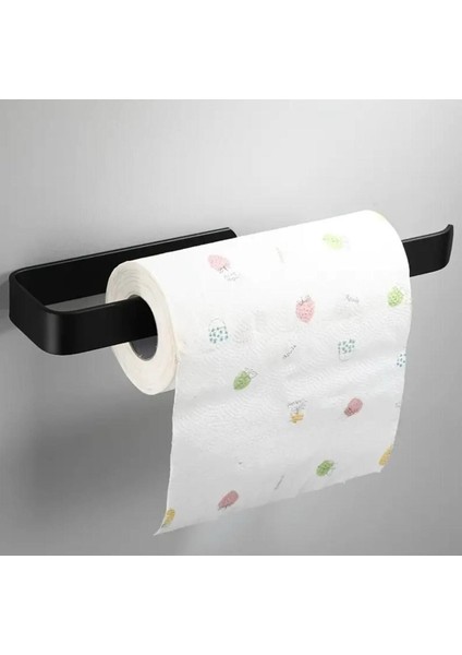 Elite - Paslanmaz Siyah ,kağıt Rulo Havluluk, Peçetelik, Yapışkanlı ,banyo Askısı 2 Adet 1 Adet