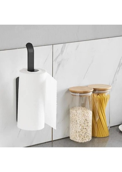 Elite - Paslanmaz Siyah ,kağıt Rulo Havluluk, Peçetelik, Yapışkanlı ,banyo Askısı 2 Adet 1 Adet