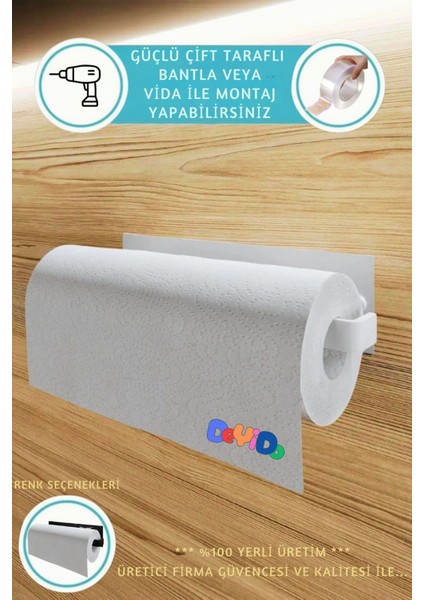 Elite Metal Yapışkanlı Kağıt Havlu Peçetelik - Demir Askılık - Havluluk Banyo Askısı - Çok Amaçlı Askılık 1 Adet