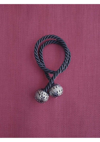 Elite Peçete Halkası - Siyah Kordon Metal Gümüş Boncuk 1 Adet fiyatları