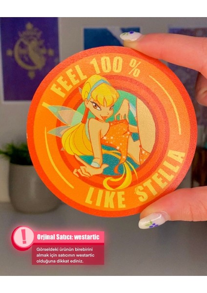 Elite Winx Club - Stella Peri Baskılı Tasarım Bardak Altlığı 1 Adet