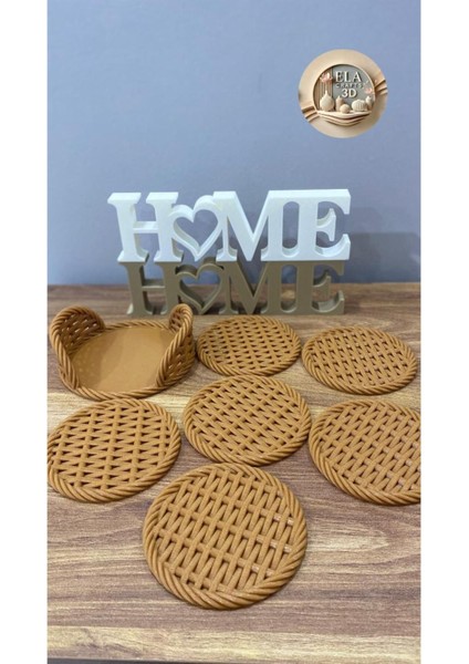 Elite Şık ve Doğal Tasarım: Rattan Hazeran Desenli Bardak Altlığı Seti (6’lı) + Stand 1 Adet
