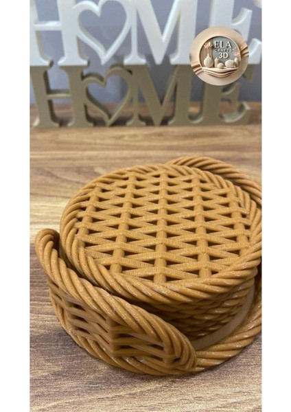 Elite Şık ve Doğal Tasarım: Rattan Hazeran Desenli Bardak Altlığı Seti (6’lı) + Stand 1 Adet