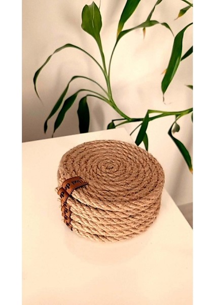 Elite Hasır Bej Bardak Altlığı (4'lü) ,12 Cm, Fincan,bardak,kupa,mum Altlığı,el Yapımı Naturel - Hediyeli 1 Adet