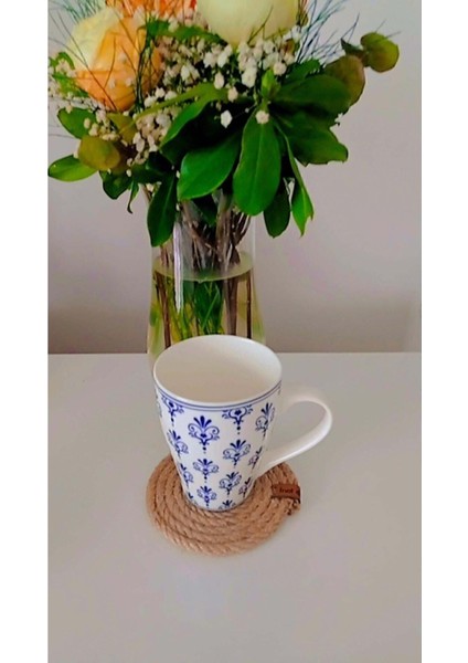 Elite Hasır Bej Bardak Altlığı (4'lü) ,12 Cm, Fincan,bardak,kupa,mum Altlığı,el Yapımı Naturel - Hediyeli 1 Adet