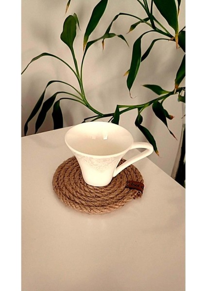 Elite Hasır Bej Bardak Altlığı (4'lü) ,12 Cm, Fincan,bardak,kupa,mum Altlığı,el Yapımı Naturel - Hediyeli 1 Adet