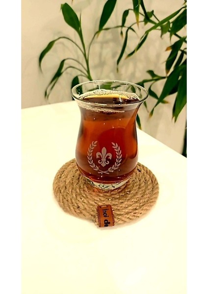 Elite Hasır Bej Bardak Altlığı (4'lü) ,12 Cm, Fincan,bardak,kupa,mum Altlığı,el Yapımı Naturel - Hediyeli 1 Adet
