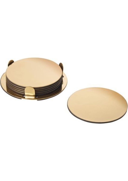 Elite Bardak Altlığı 6 Lı Gold Renk 8.5 cm Pirinç Rengi Bardak Altlığı Sunum 1 Adet