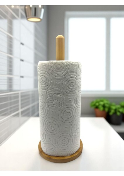 Elite Bambu Kağıt Havluluk Dekoratif Peçetelik Rulo Kağıt Havlu Standı Ahşap Kağıt Havluluk 1 Adet