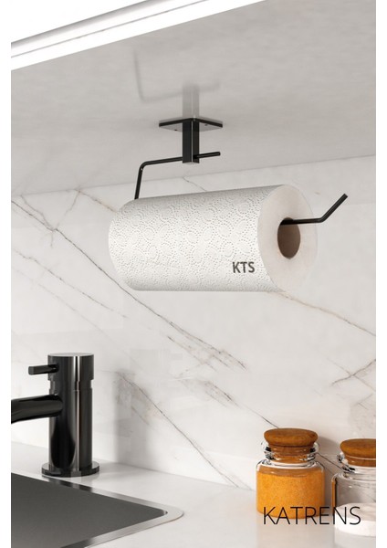 Elite Kağıt Rulo Havluluk, Peçetelik, Yapışkanlı Tasarım, Banyo Askısı - Yapışkanlı Peçetelik/ Siyah 1 Adet