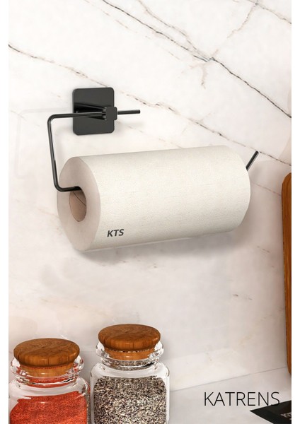 Elite Kağıt Rulo Havluluk, Peçetelik, Yapışkanlı Tasarım, Banyo Askısı - Yapışkanlı Peçetelik/ Siyah 1 Adet