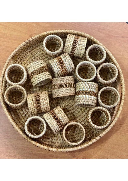 Elite 6 Şu Rattan Peçete Yüzüğü, Peçete Halkası ,bambu Peçete Yüzüğü 1 Adet
