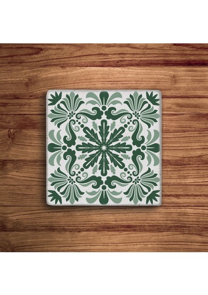 Elite Yeşil Tile Desen, Mexican Talavera Doğal Taş Traverten Bardak Altlığı 4 Lü Set 1 Adet modelleri