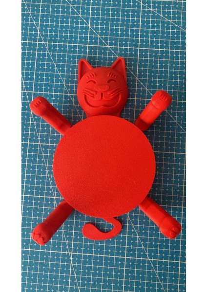 Elite 3D Kedi Bardak Altlığı Kırmızı Cup Cuddler (Sevimli Dekoratif Altlık) 1 Adet