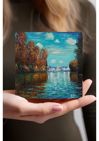 Elite Claude Monet Sonbahar, Japon Kostümü, Gül Çiçekli Kemer, Bahçedeki Kadın Taş Bardak Altlığı 4'lü Set 1 Adet fırsatları