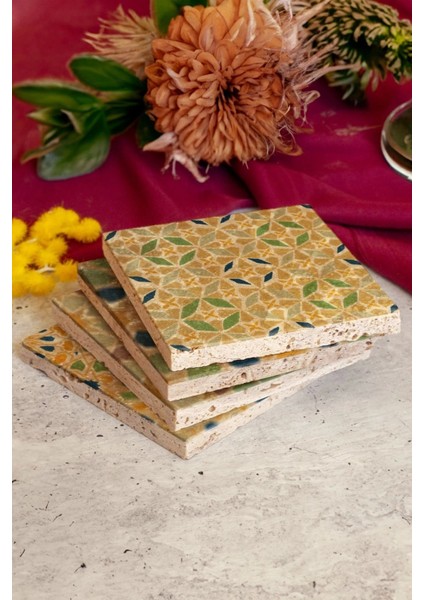 Elite Desenler 4lü Set Taş Bardak Altlığı DESEN01 1 Adet
