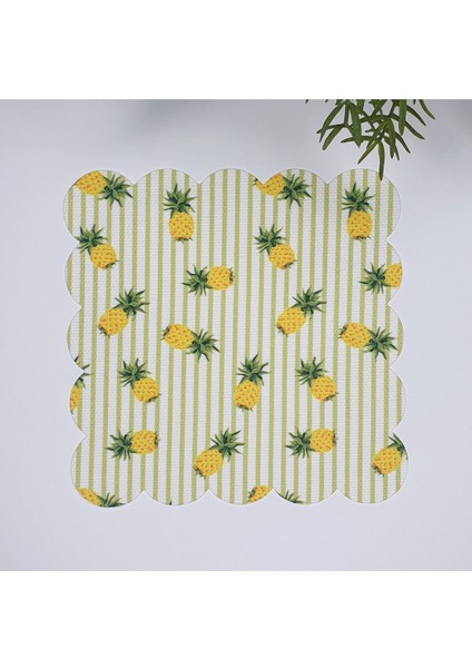 Elite Çizgili Ananas Desenli Lazer Kesim Kumaş Kokteyl Peçetesi 1 Adet 1 Adet