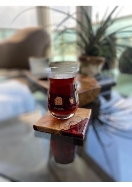 Elite Ahşap Epoksi Bardak Altlığı, 4 Adet 1 Adet fırsatları
