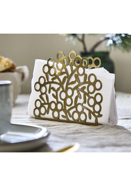 Elite Masa Üstü Peçetelik Yükseklik 14 cm Ikea Şekilli Metal Sofra Peçeteliği Altın Renk 1 Adet