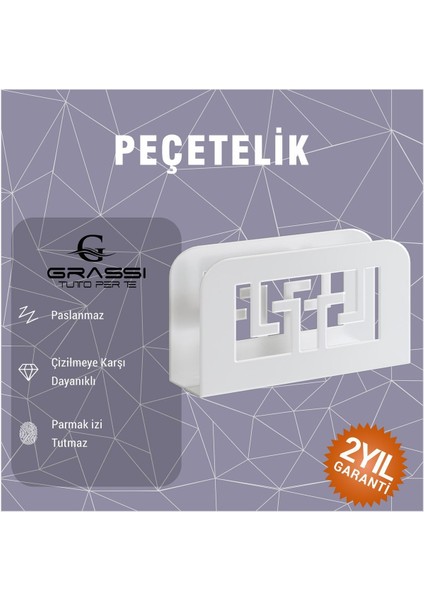 Elite Peçetelik Siyah-Beyaz Metal Peçetelik 1 Adet
