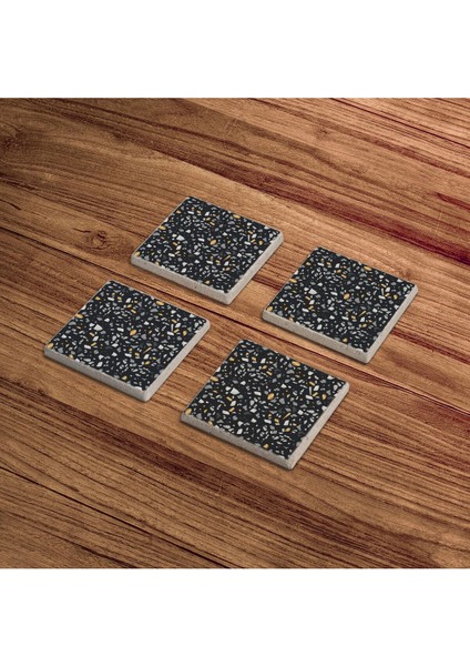 Elite Siyah Terrazzo Banyo Gider Kapağı ve Doğal Taş Traverten Bardak Altlığı 4 Lü Set 1 Adet fırsatları