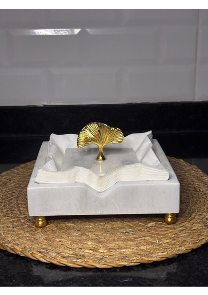 Elite Gold Kare Mermer Peçetelik , Dekoratif Kare Mermer Peçetelik , Gold Mermer Peçetelik 1 Adet