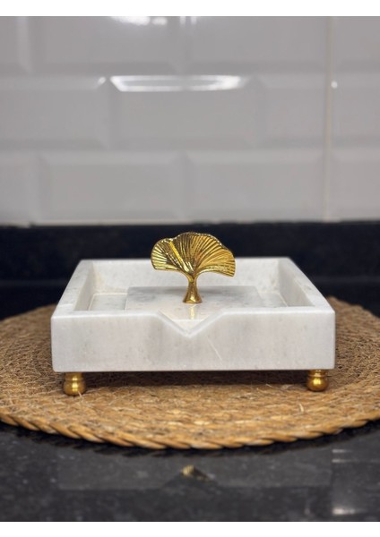 Elite Gold Kare Mermer Peçetelik , Dekoratif Kare Mermer Peçetelik , Gold Mermer Peçetelik 1 Adet