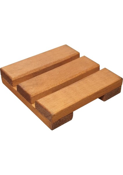 Elite Mini Palet Bardak Saksı Kupa Yağdanlık Sabunluk Altı Çok Amaçlı Mini Palet 9x9 cm Ceviz 1 Adet