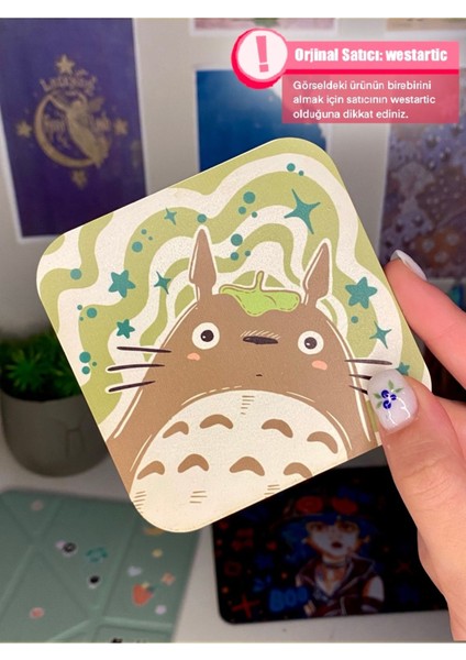 Elite Ghibli Totoro Anime Baskılı Yeşil Desenli Bardak Altlığı 1 Adet