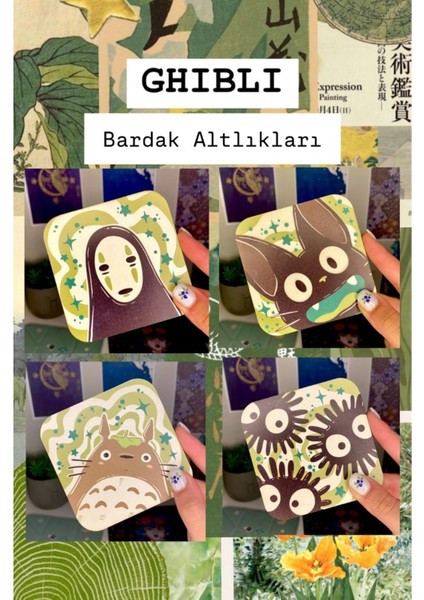 Elite Ghibli Totoro Anime Baskılı Yeşil Desenli Bardak Altlığı 1 Adet fiyatları