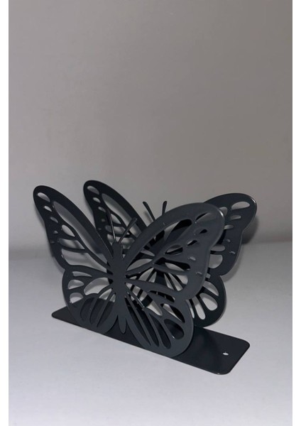 Elite Peçetelik Kelebek Model Metal Dekoratif (11X8.5X4 Cm) - Antrasit Gri 1 Adet