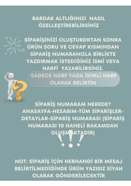 Elite Kişiye Özel Işlemeli Taş Tozu Bardak Altlığı- 4'lü Set(Model-3) 1 Adet fırsatları