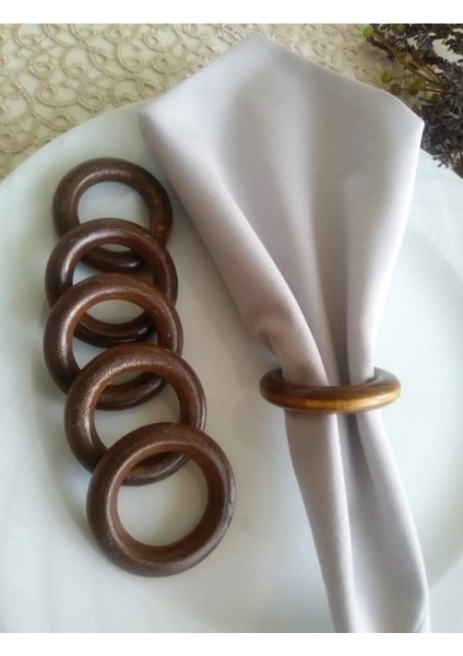 Elite 6'lı Kahverengi Vintage Ahşap Halka Peçete Yüzüğü 1 Adet modelleri