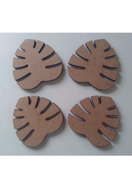 Elite Mdf Yaprak Bardak Altlığı 10 cm 6mm 4 Adet 1 Adet