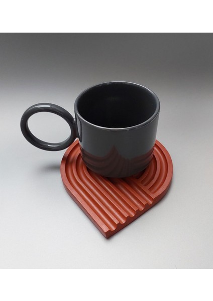 Elite Beton Bardak Altlığı Tekli - Kiremit Rengi - Handmade 1 Adet